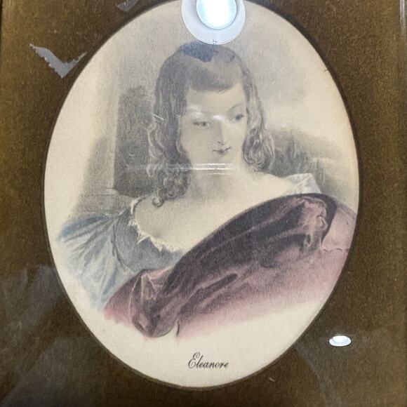 Vintage set (3) framed art prints portraits named women wooden double frames - Picture 5 of 8